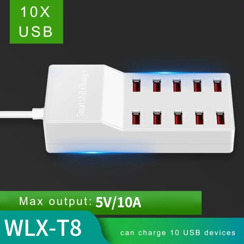 10 станция для зарядки с USB разветвителем 50 Вт мобильный телефон Зарядное устройство концентратор умная ИС(интеграционная схема зарядки Универсальный Мощность адаптер для Xiaomi huawei смартфонами