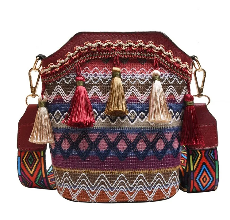 Винтажная Этническая сумка через плечо Hmong хиппи кисточка с вышивкой в стиле бохо
