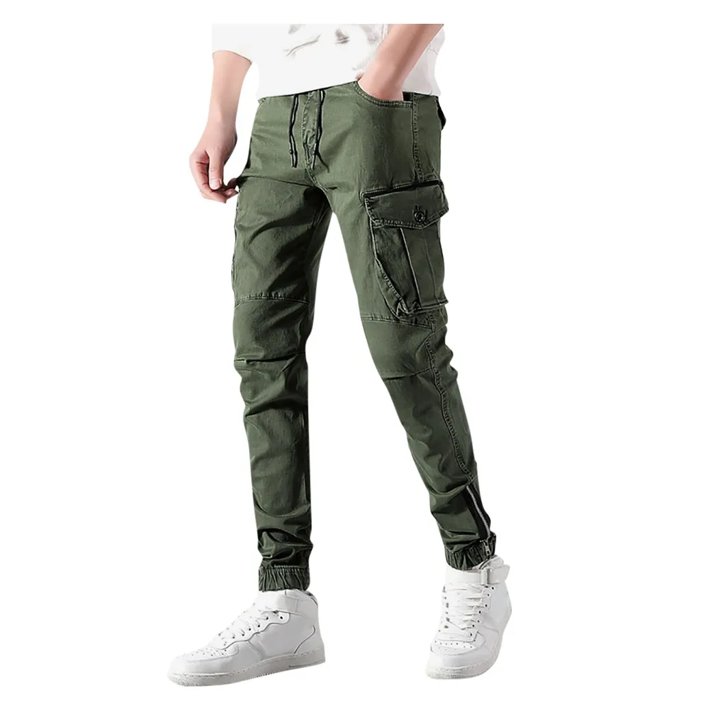 Army Green Весенние мужские черные штаны-шаровары в стиле хип-хоп, мужские спортивные штаны с несколькими карманами, повседневные мужские штаны - Цвет: Army Green