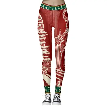 

Jessingshow Fitness Female Leggings Polyester Ankle-Length Breathable Pants Christmas 3D Printing Leggins Women Push Up Legging