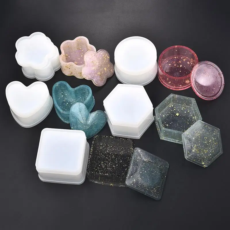 Storage Box Silicone Mold For Jewelry Making Heart Flower Shape Cut DIY Crystal UV Epoxy Resin Gift Tools | Украшения и
