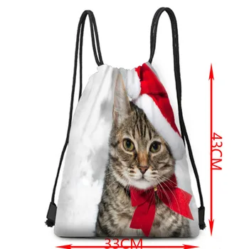 

Now made polyester cloth bag drawstring backpack printing 3D Creative cat Sports Backpack
