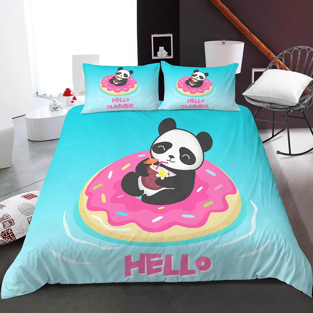 

Cut Cartoon Panda Animal Pattern Quilt Cover BedSpread for Kids Children Bedroom Duvet Cover Bedding Set Bed Decor