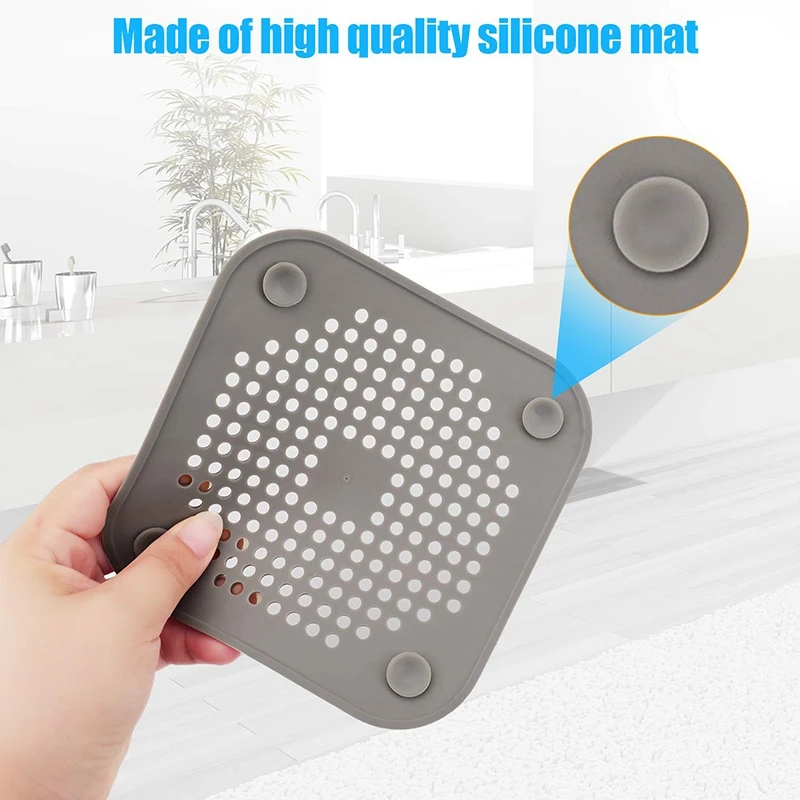 Square Drain Cover For Shower Drain Hair Catcher Flat Silicone Plug For Bathroom And Kitchen Filter Shower Drain Protection Fla Drains Aliexpress