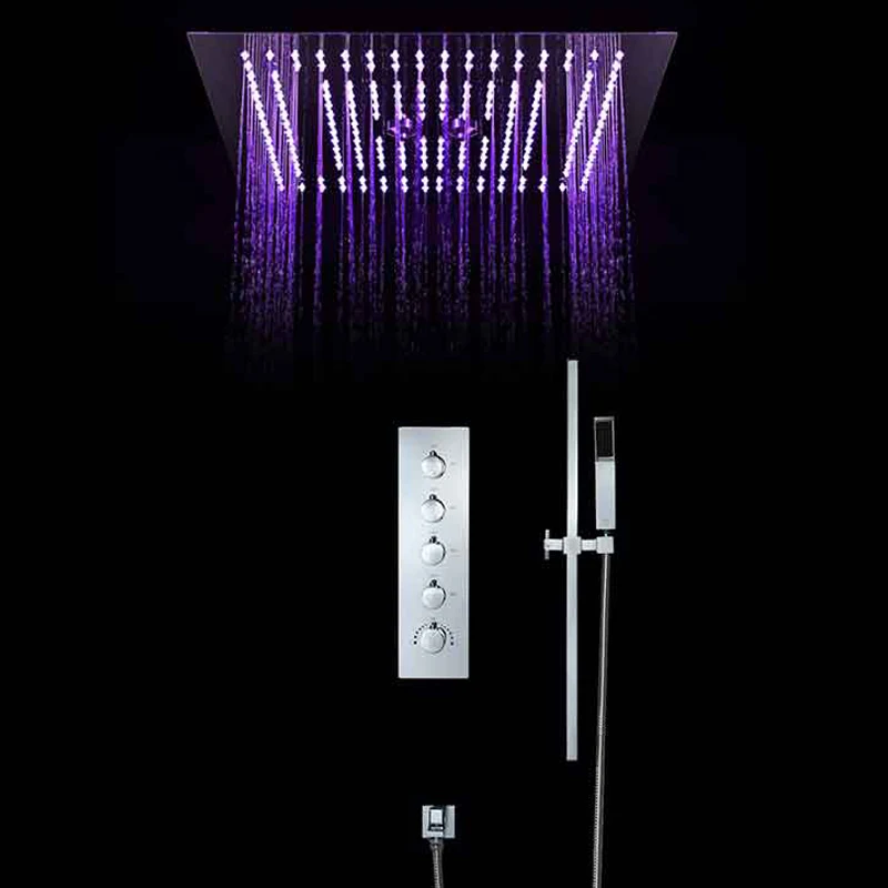 Умный душевой набор термостатический Роскошный европейский стиль большой SUS304 Misty душевая головка ванная комната пульт дистанционного управления светодиодный потолочный