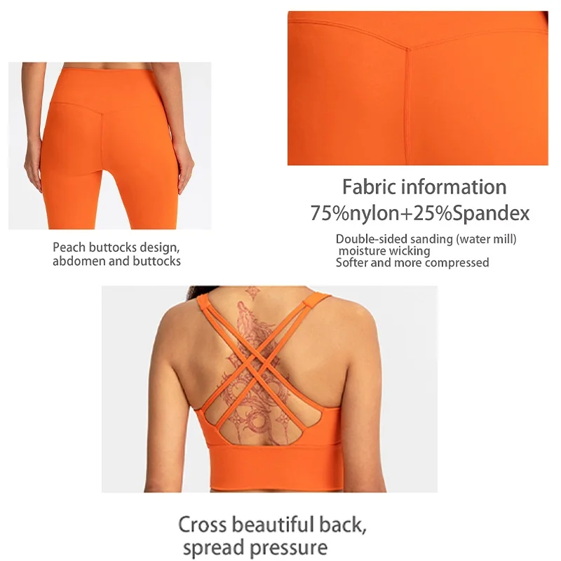 Yoga Set Tight Leggings Sports Clothing Sexy Beauty Cross Sports Bra Top Yoga Pants Sport Suit Workout Clothe For Women Sportwea