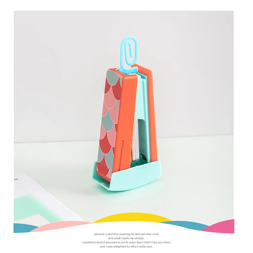 Мини-степлер с пластиковым держателем для бумаги, цветной ручной степлер для бумаги, емкость 20 листов 80 г, для студенческого офиса
