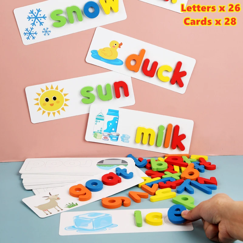 

Spelling Word Puzzle Game Toy Sets English 26 Letters Recognition Alphabet Toddler Early Educational Cognition Prop