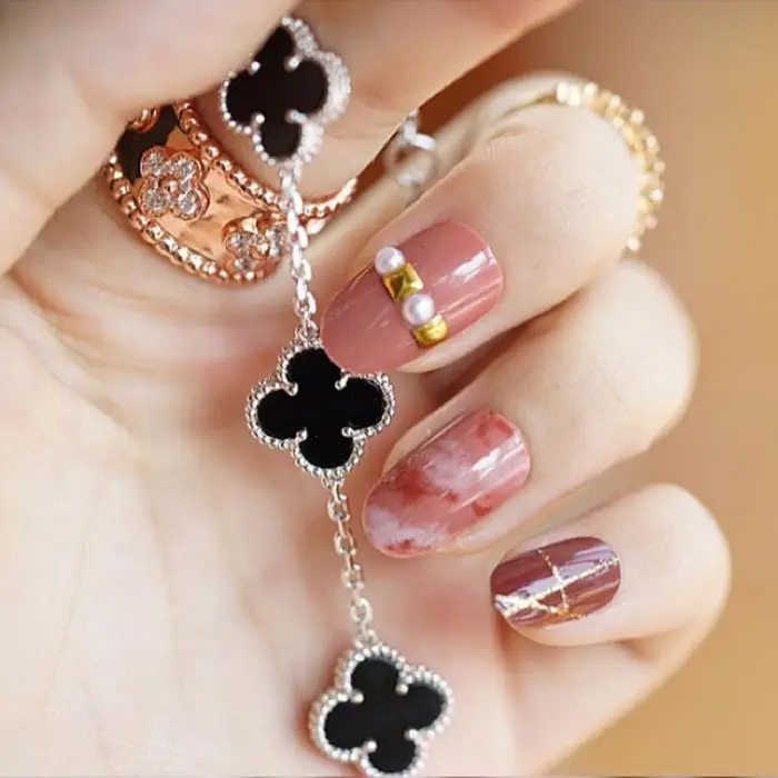 Корейские модные круглые алмазные предварительно дизайнерские Камея коричневые искусственные ногти средней длины декоративный для маникюра DIY поддельные ногти TN