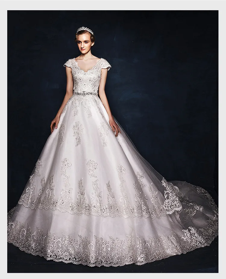 

sexy v-neck lace appliques crystal vintage cap sleeve 2018 bridal gown beading vestido de novia mother of the bride dresses