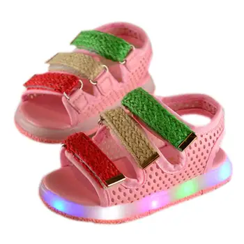 

1 Pair Children Shoes Summer Boy Baby Sandals Girls Open Toe Soft Bottom Flashing Kids Beach Shoe