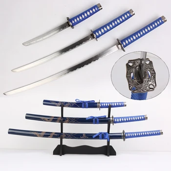 

Decorative Dragon Swords Tanto/Wakizashi/Katana Set three knives Black/Red/White/Blue four colors for choose Unsharp Hand-Curved