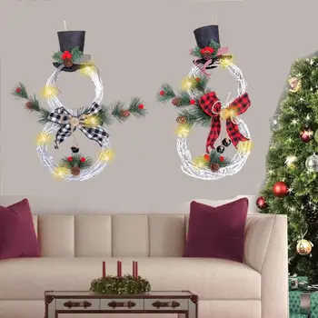 

Christmas LED Garland Ornament Pendant Snowman Shape Hanging Wreath Home Party Decoration Pendant Window Props