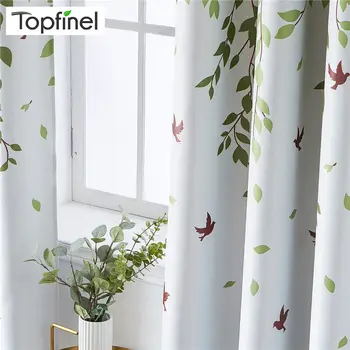 

Topfinel Printed Leaves Blackout Curtains For Living Room Bedroom Kitchen Kid Room Polyester Plant Window Treatment Drapes Decor