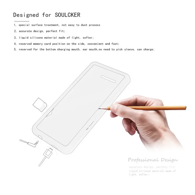 Anti-scratch Thin Soft Silicone Replacement Protective Case Non-Slip Cover Flexible Solid MP3 Player Case For SOULCKER D16