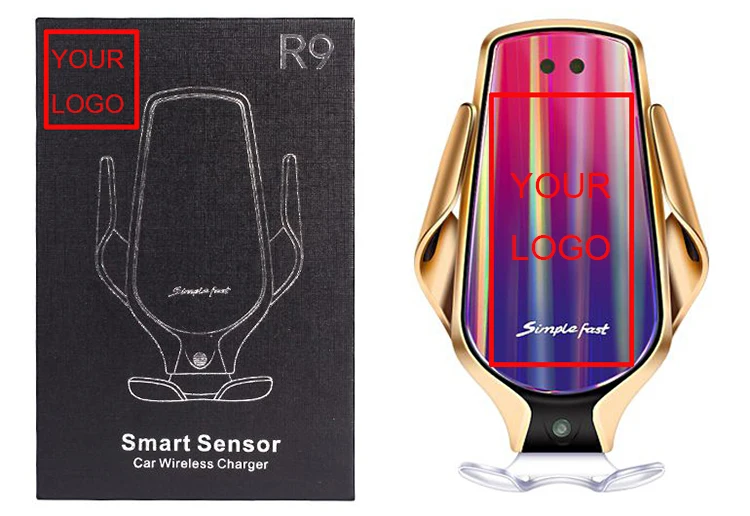 R9 QI Smart sensor автомобильный беспроводной держатель для зарядки, вращение на 360, 10 Вт, простое Быстрое беспроводное зарядное устройство для Google Nexus 5/6 для iPhone XR
