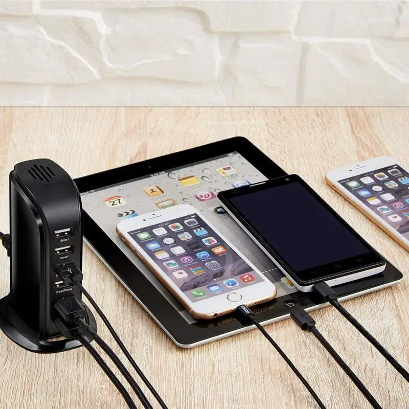 Мульти USB Зарядное устройство, 30W 6-Порты и разъёмы зарядка через usb паяльная станция для iPhone X/XS/XR MAX/8/7 Plus/6 Plus/6 S Plus 5S iPad Pro Air Mini samsung Galaxy