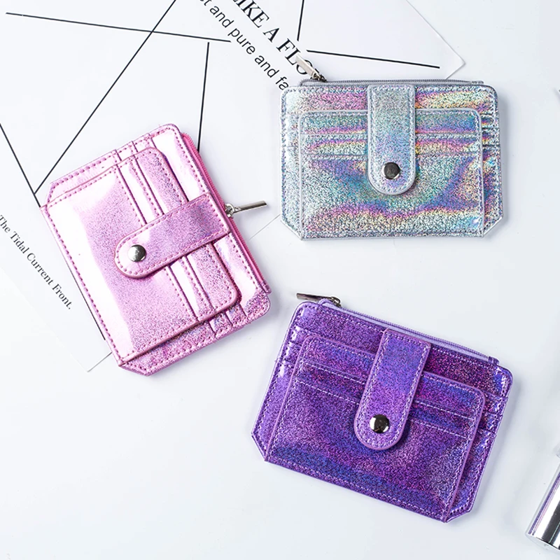 Clutch Wallet Id-Card-Holder Transparent Purse Photo-Folder Purse Women Glitter Mini
