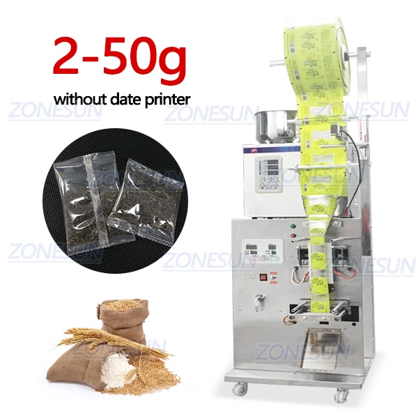 50g without printer ZONESUN автоматическая 2-50 г сухое и массивное оборудование для наполнения орехов автоматическая упаковочная машина для порошкового чая - Цвет: 50g without printer