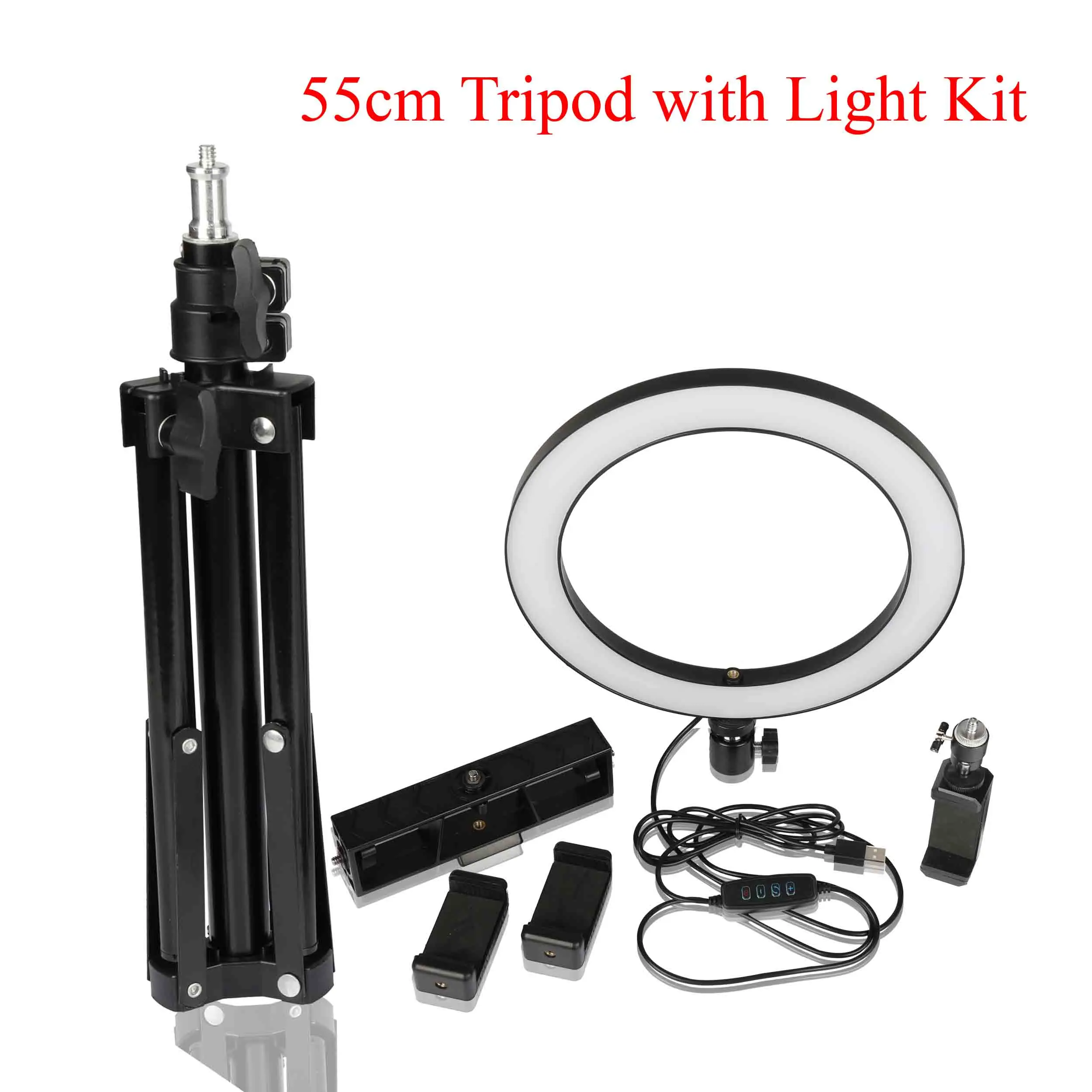 Ring Light Kit USB светодиодный кольцевой светильник для фотосъемки камеры кольцевая лампа 10 дюймов кольцевой светильник с регулируемой яркостью 55 см Штатив для селфи для смартфонов студийное видео VK - Цвет: Ring Light Kit
