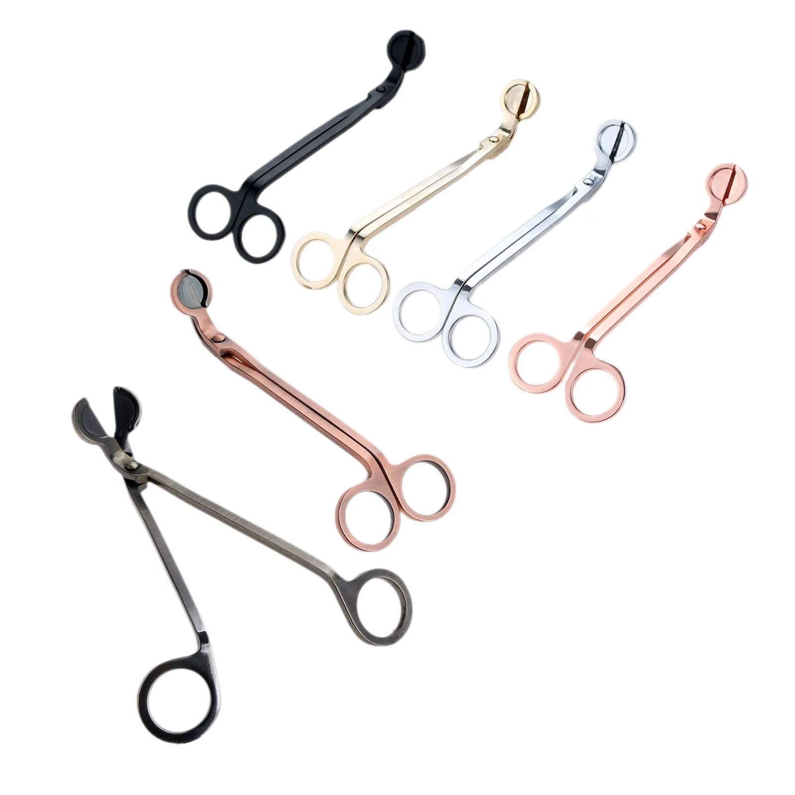 Candle Wick Trimmer Stainless Steel Candle scissors trim wick Cutter Snuffer Round head 18cm Black Rose Gold Silver Red Bronze