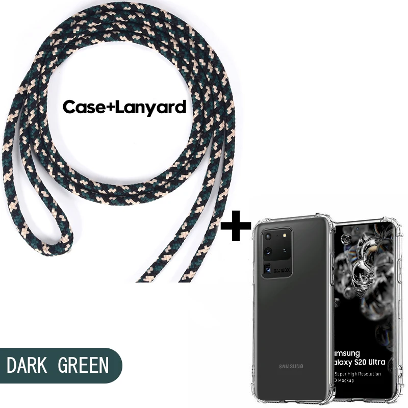 Transparent Soft Silicone Phone Case with Neck Strap Lanyard