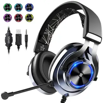 

EKSA E3000 Gaming Headphone Over Ear Gamer Headset 3.5mm Double Jack Headphones With Rotate Mic RGB LED Light For PS4 PC Xbox