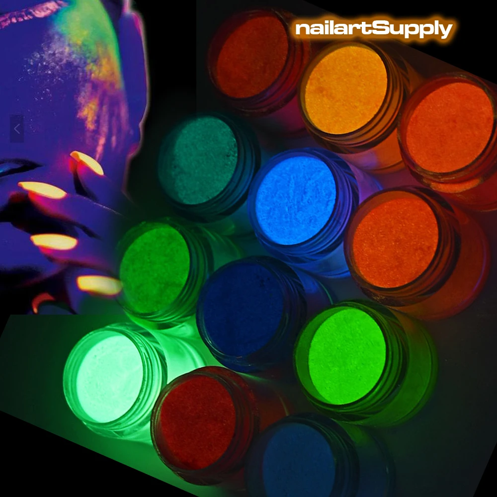 

10g Luminous Powder，Glow In Dark Nail Glitter Pigment，Fluorescent Phosphor Nail Powders DIY Glowing Bright Dust Manicure Powder