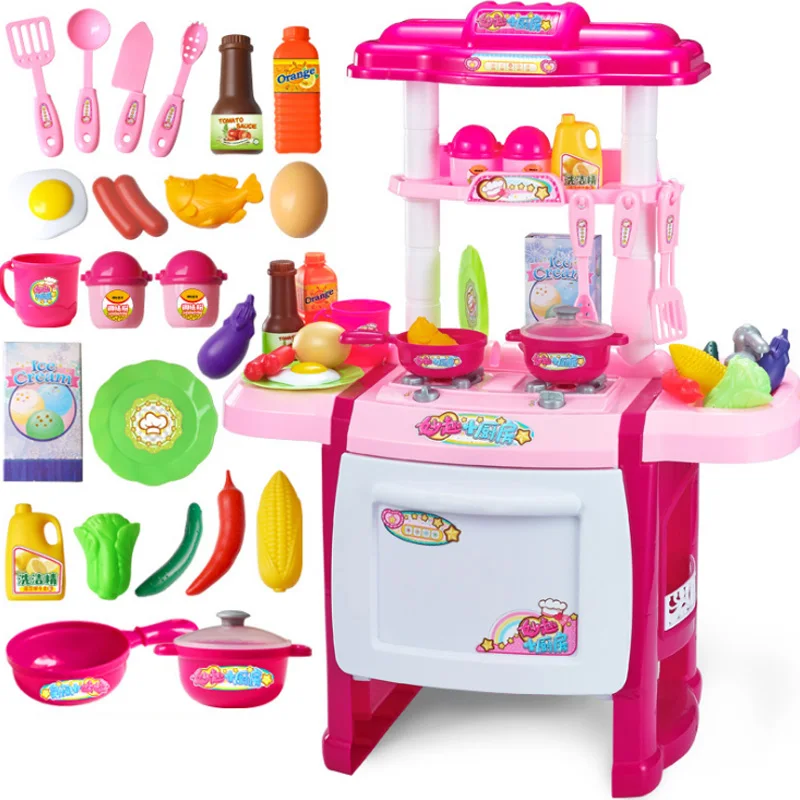 

63cm Height 24 Pcs/Set Children's Pretend Toy Simulation Kitchen Boy Girl Cooking Tableware Kitchenware Toys Set Kid D138