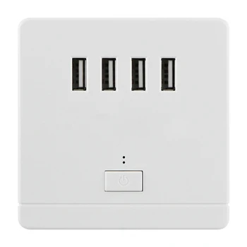 

Multipurpose 4 Ports Office PC Wall Mounted LED Light Easy Install Mobile Phone Charging Panel Home USB Socket