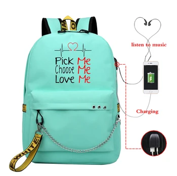 

Love Heartbeat Laptop Backpack Notebook Computer Travel Bag Usb Charging Port Backpacks for Girls Teenager Bags custom dropship
