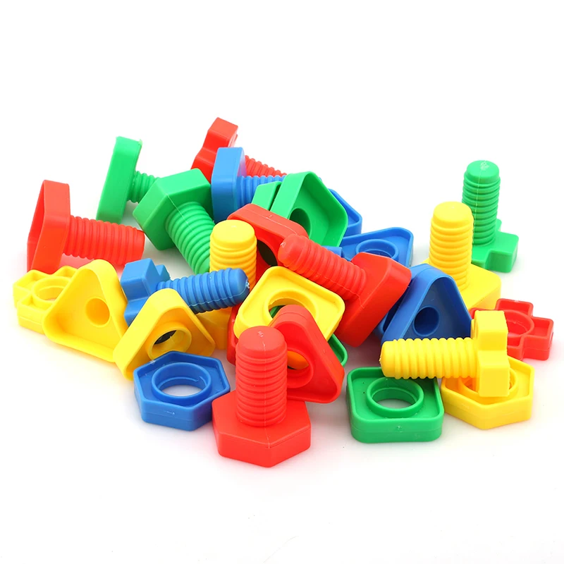 Пластиковые винтовые строительные блоки, вставные блоки в форме гайки, игрушки для детей, развивающие игрушки, модели шкала Монтессори, подарки