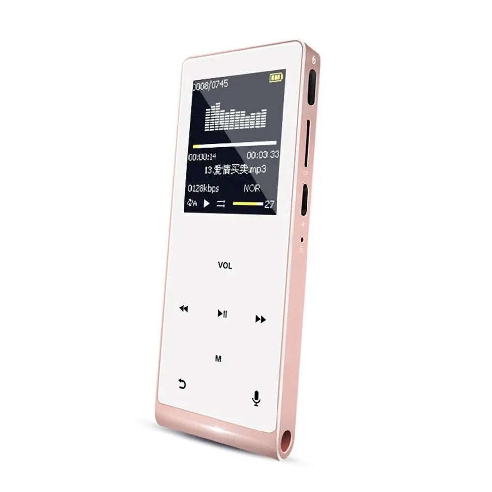 Металлический Bluetooth MP3 HIFI музыкальный плеер Поддержка TF карты голосовой записи счетчик шагов мини Walkman сенсорный экран - Цвет: Золотой