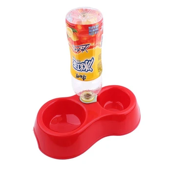 

New New Pet Dog Puppy Cat Automatic Water Dispenser Drink Food Dish Feeding Bowl Red