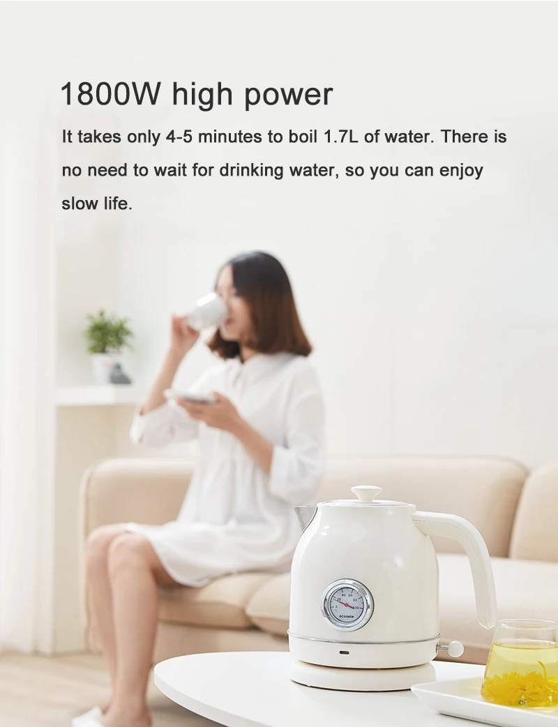 Оригинальный Xiaomi Youpin Ocooker Электрический чайник импорт контроль температуры 1.7l большая емкость с часами Электрический чайник