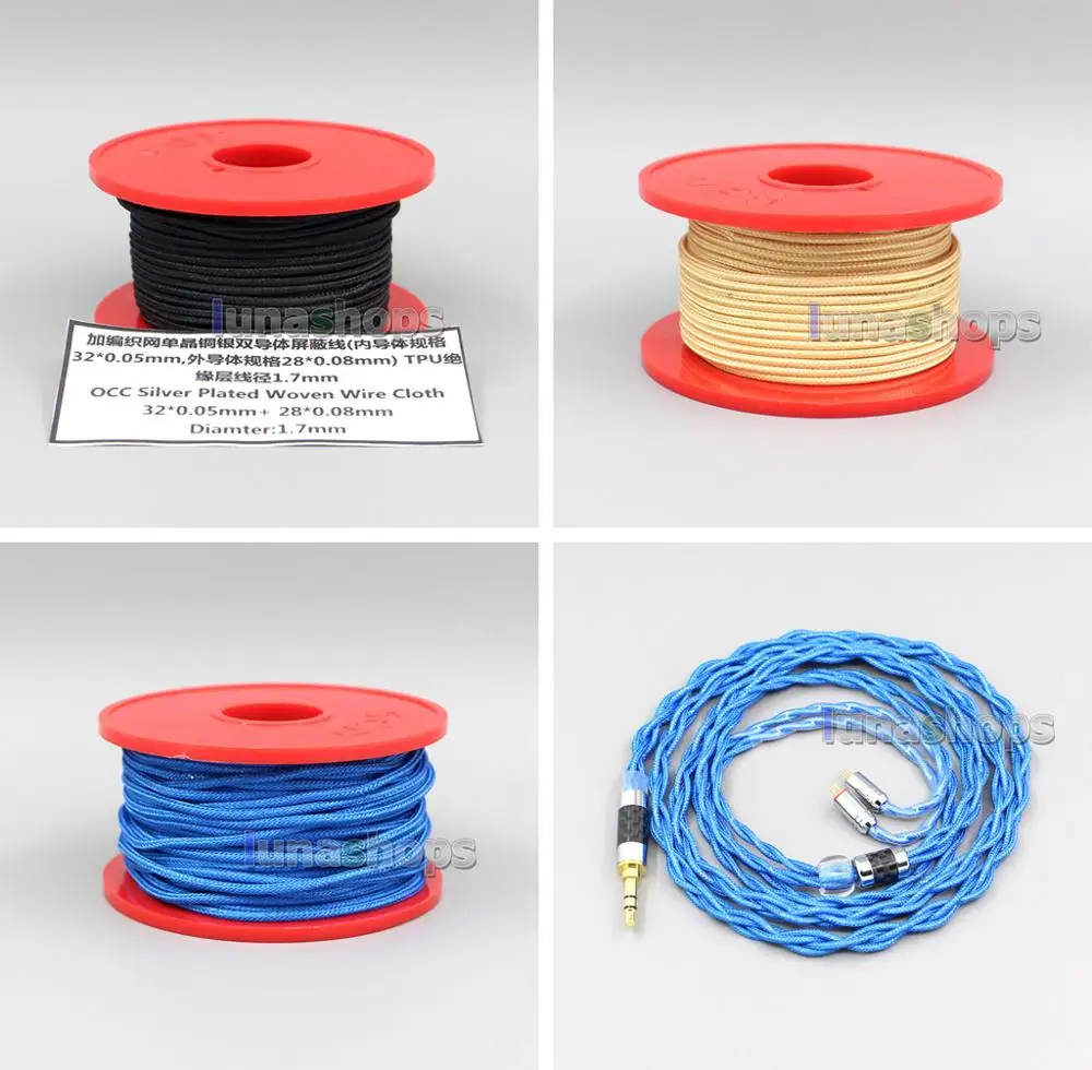 

LN006466 10m OCC Silver Plated Woven Wire Cloth 32*0.05mm + 28*0.08mm OD:1.7mm For DIY Custom Earphone Headphone Cable