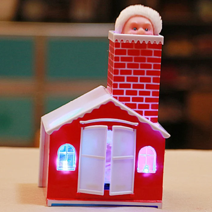Рождественская электрическая плюшевая кукла, игрушки Санта Клаус, поднимающийся дом с дымоходом для детей, рождественский подарок, дропшиппинг
