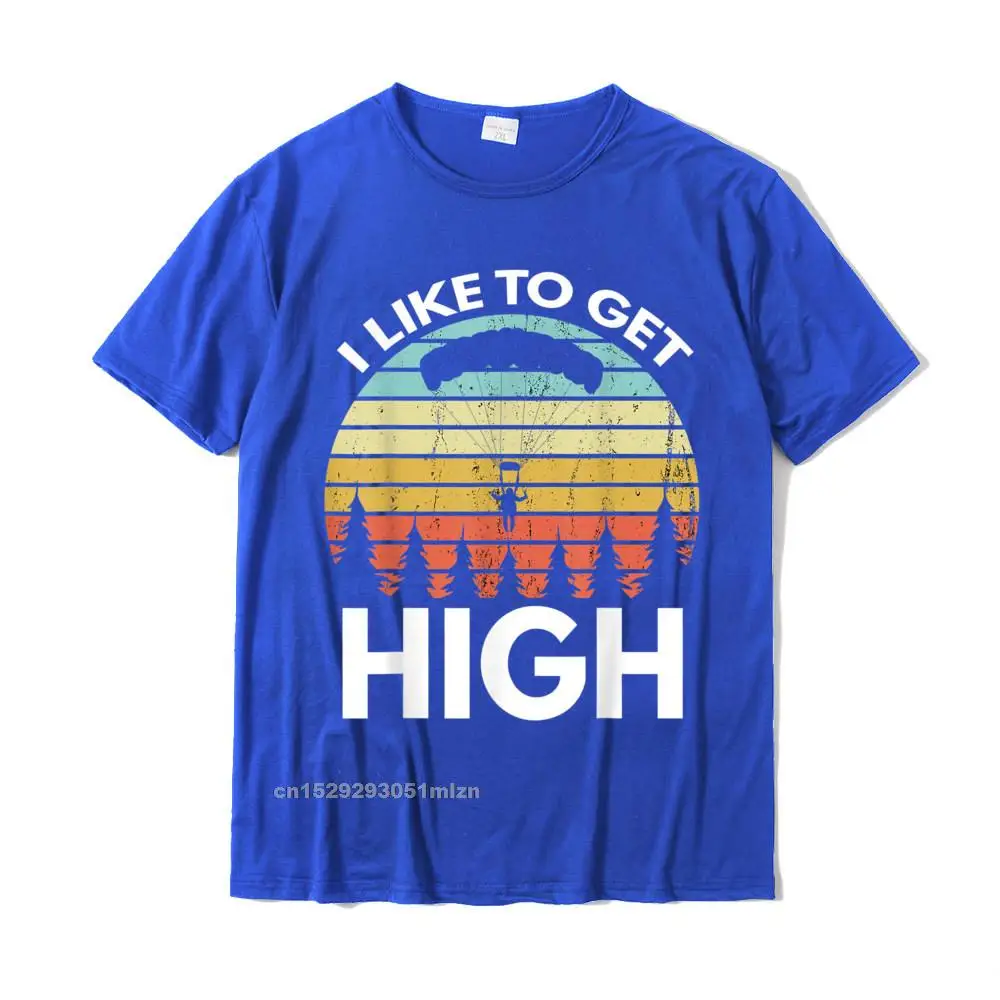  Men Tshirts Classic Design Tees All Cotton Crew Neck Short Sleeve Camisa Tops T Shirt Mother Day Free Shipping I Like To Get High Funny Parachuting Skydiver T-Shirt__3289 blue