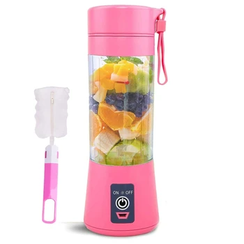 

Portable Personal Blender Household Juicer Fruit Shake Mixer Six Blades 380Ml Cooking Machine with USB Charger Cable
