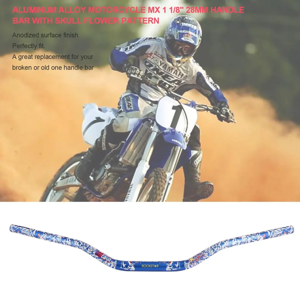 Руль мотоцикла из алюминиевого сплава Riser MX 1 1/8 дюймов 28 мм ручка жир бар с черепом цветочным узором