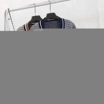 

Women V Neck Print Sweater Cardigans Knitted Loose Plaid Jumpers Clothing Robe Long Coat Sueter Feminino