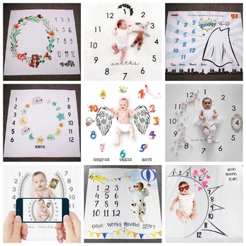 

Cute Baby Infant Milestone Blanket Growth Milestone Blanket Photo Props Background Cloth Kids Bed Room Decor Photo Accessories