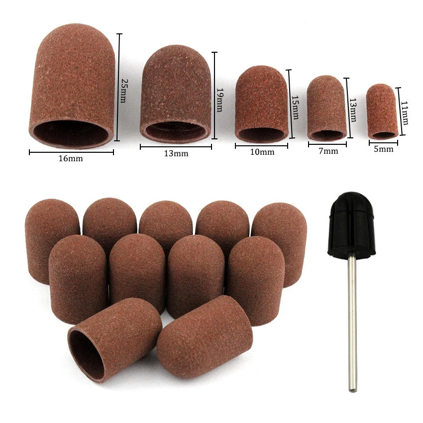 

50Pcs/Set 180# Grit Nail Sanding Caps Rubber Grip Pedicure Polishing Sand Block Electric Drill Accessories Bit Manicure Tools