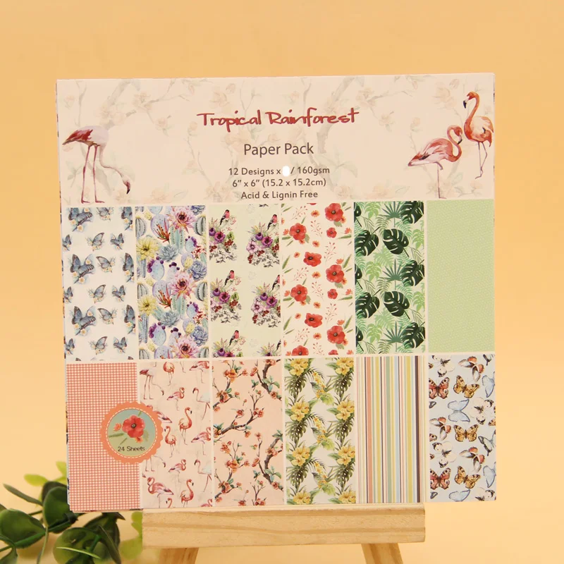 

KLJUYP 12pcs Tropical Rainforest Scrapbooking Pads Paper Origami Art Background Paper Card Making DIY Scrapbook Paper Craft