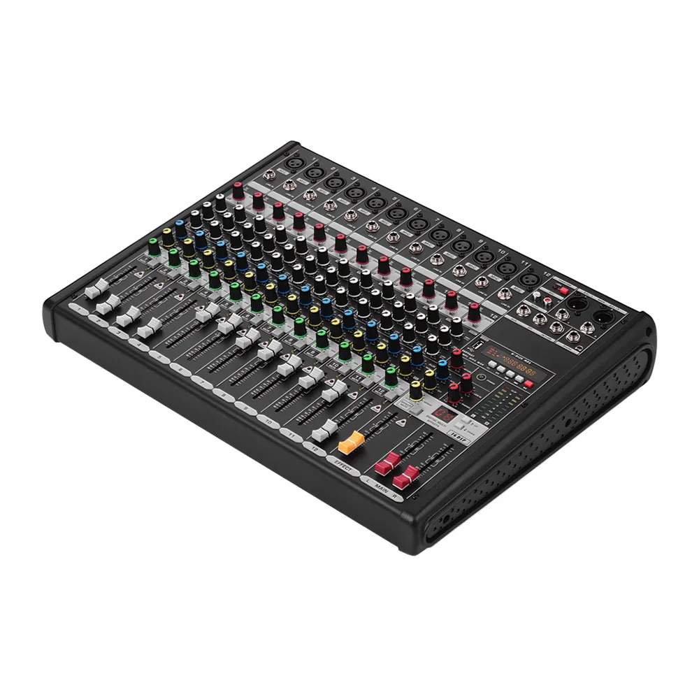 

12-Channel Mixer Mixing Console Built-in 48V Power Supply 16 DSP Effects with XLR Mic Interface 6.35mm LINE Interface