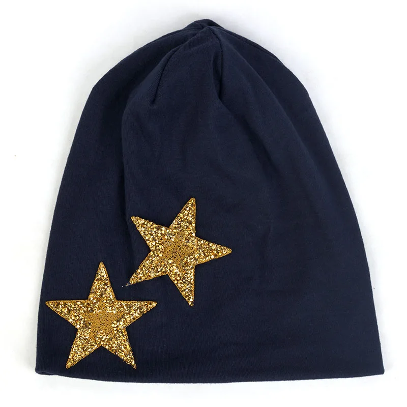 Gold navy Женские модные шапки со стразами, хлопковые мешковатые шапки, женские осенние зимние теплые шапки, шапочки, мешковатая шапка, шапки - Цвет: Gold navy