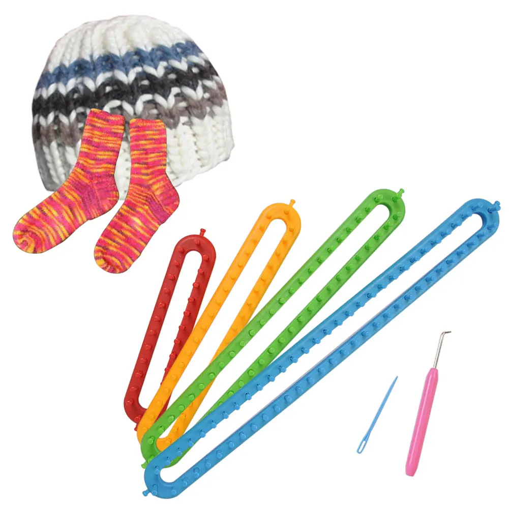 Peg Board Hook Set Loom Kit Knitting 4 Size Weaving Scarf Weaving DIY Craft Long Shape Plastic Tool Muffler Hobbies Cape Shawl