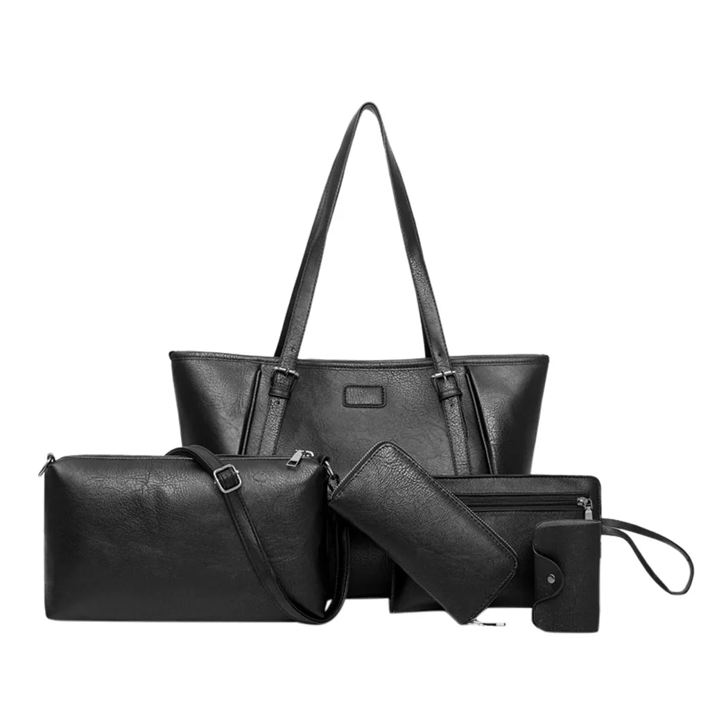 

Women Outdoor Solid Color Five-Piece Leather Handbag exquisite girls original handbag elegant ladies fashion Messenger Bag #T