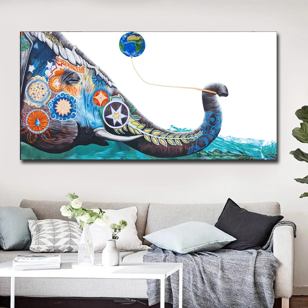 Картина маслом Wall Art цветной слон настенные декоративные холст картины для