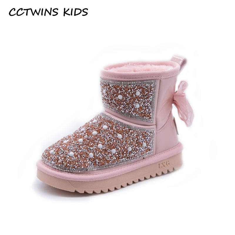 

CCTWINS Kids Snow Boots 2020 Winter Girls Fashion Ankle Boots Baby Shoe Children Rhinestone Brand Toddler Warm Fur Shoes SNB247